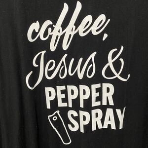 DAMSEL IN DEFENSE Black Wear Your Warning Tee SIZE 2XL Coffee Jesus Pepper Spray